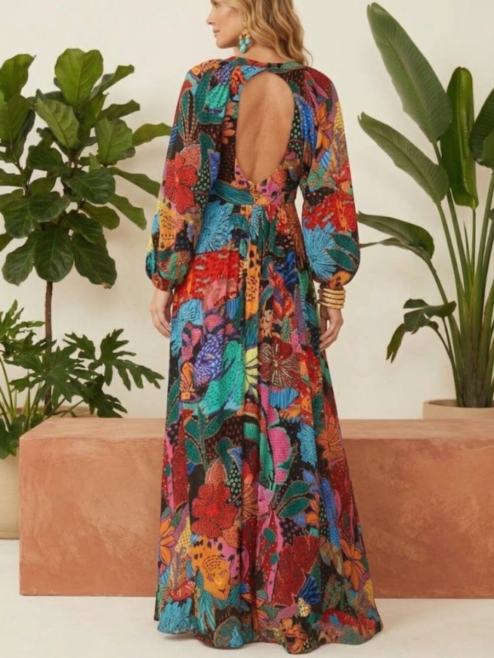 NWT Farm Rio Bobo Tropical Cool Leopards Maxi Dress Size Small Cutout Back $245 - Picture 3 of 14